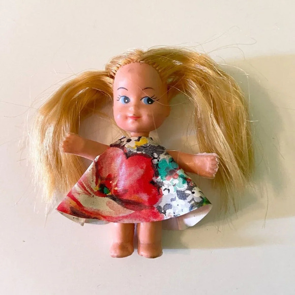 Vintage Liddle Kiddle Clone Doll Marked K H Blonde Hair 3 Inch Tall - Picture 10 of 10